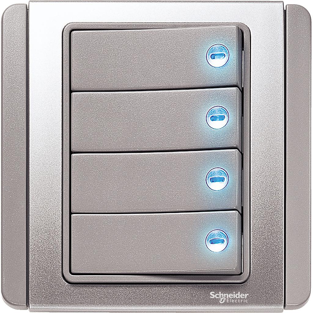 Schneider NEO NEO SAKLAR 4 GANG 1 WAY 16A HORIZONTAL GREY SILVER