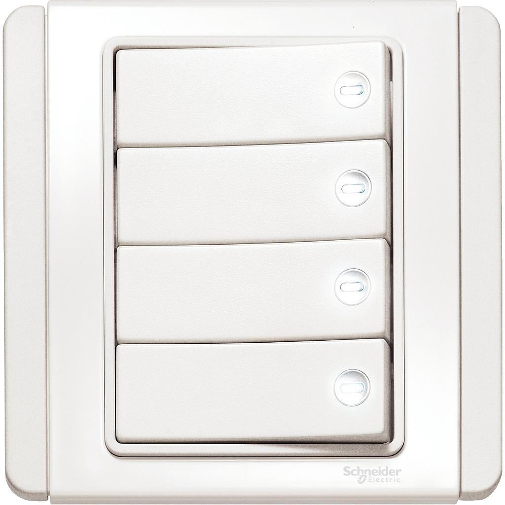 Schneider NEO NEO SAKLAR 4 GANG 1 WAY 16A HORIZONTAL WHITE PUTIH