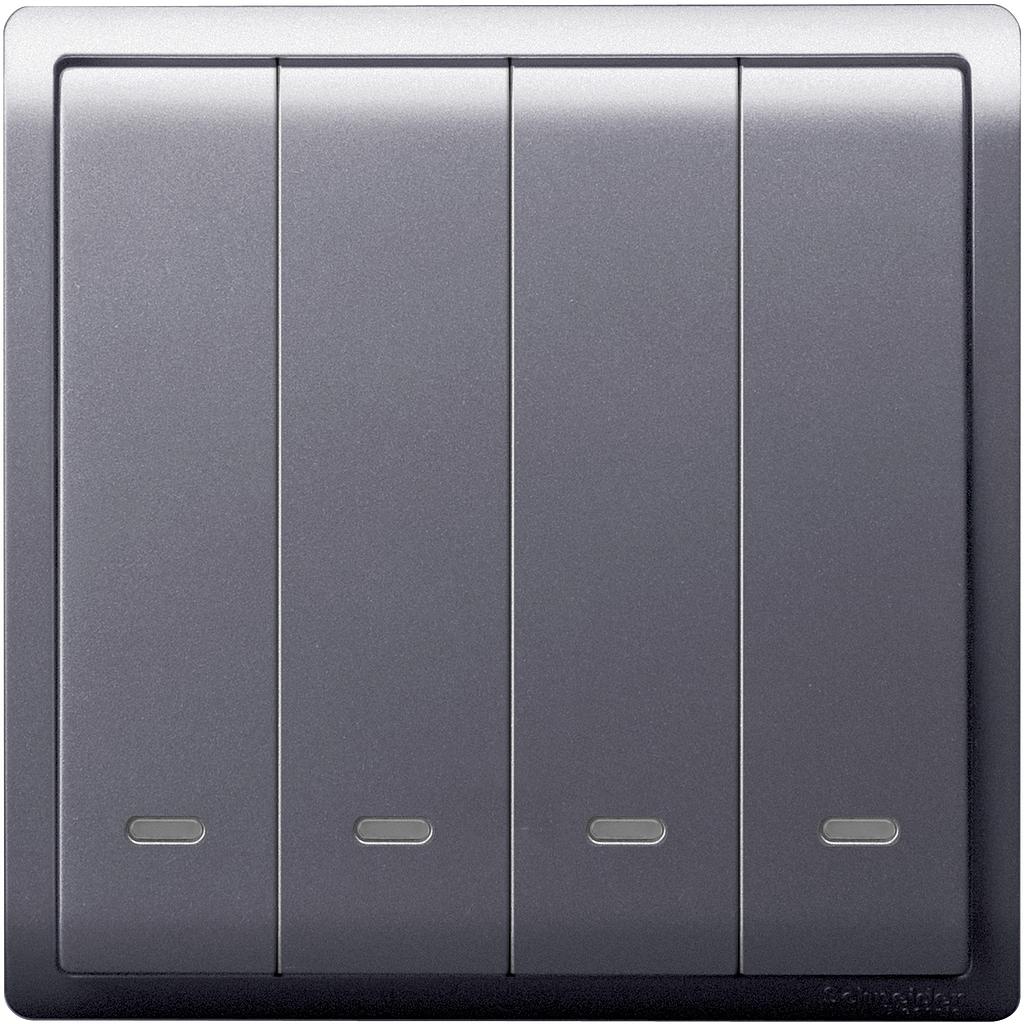 Schneider PIENO PIENO SAKLAR 4 GANG 1 WAY 16A LAVENDER SILVER