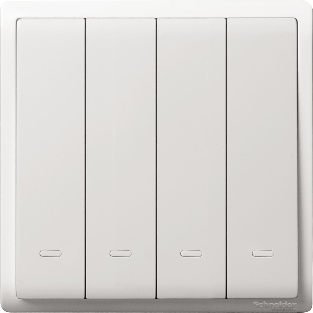 Schneider PIENO PIENO SAKLAR 4 GANG 1 WAY 16A WHITE PUTIH