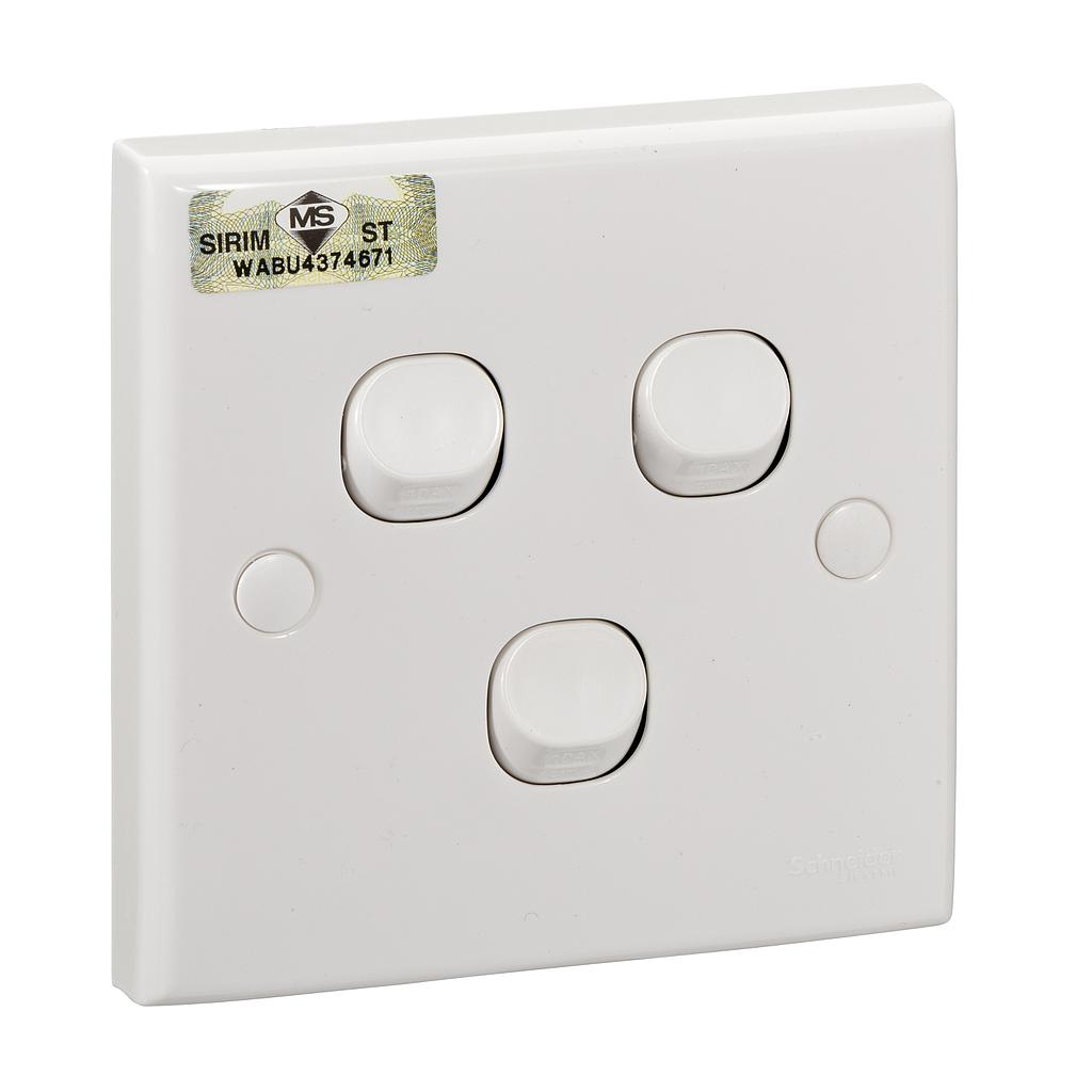 Schneider S-Classic Schneider Electric S-Classic Saklar Lampu - 3 Gang 2 Arah - Warna Putih - E33_2_3A_WE_G3