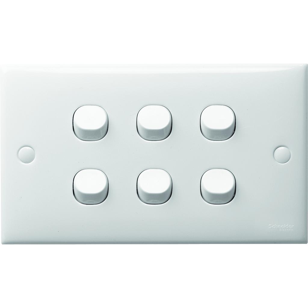 Schneider S-Classic Schneider Electric S-Classic Saklar Lampu - 6 Gang 1 Arah - ET36_1_2AR_WE