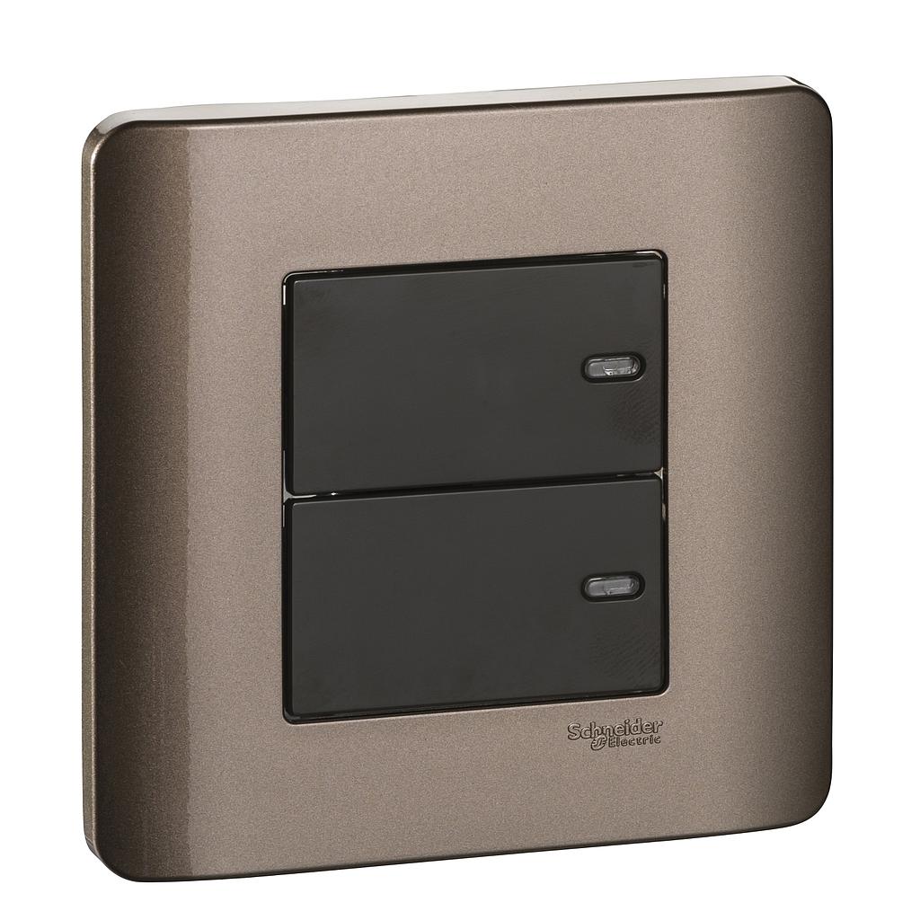 Schneider ZENcelo Schneider Electric ZENcelo Saklar Lampu - 2 Gang 1 Arah - Saklar Ganda - E8432_1_SZ_G3