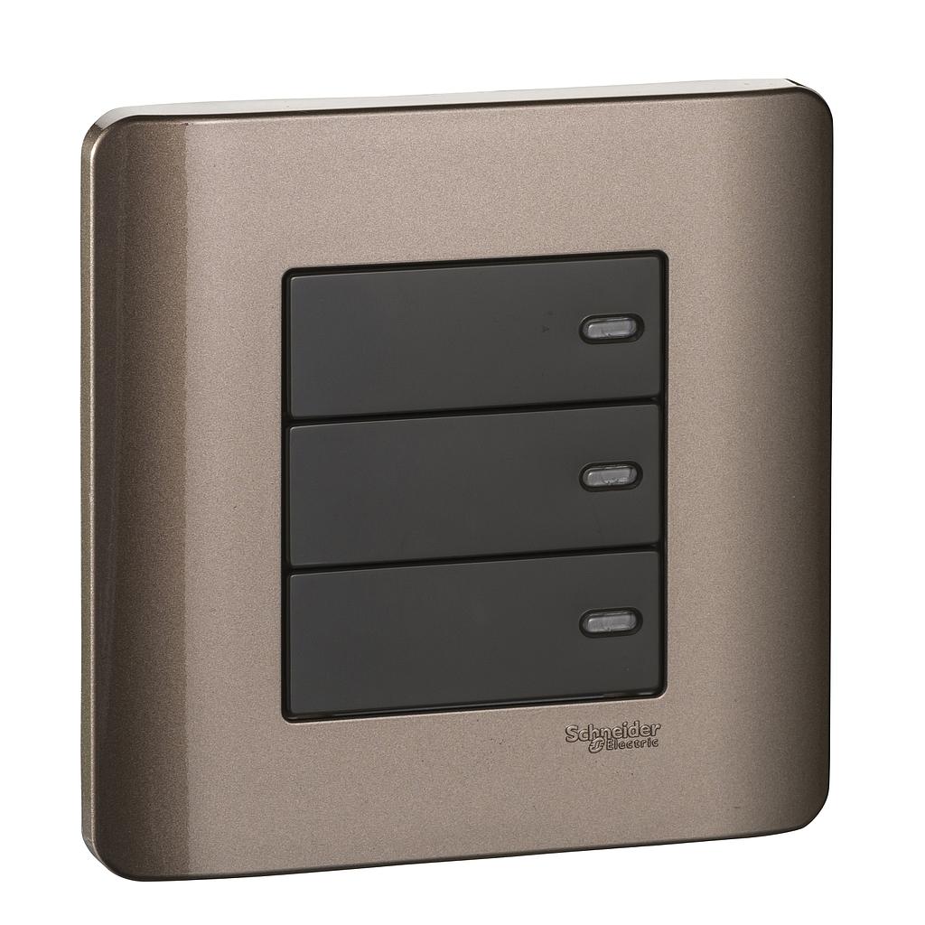 Schneider ZENcelo ZENCELO SAKLAR  3 GANG 1 ARAH SILVER BRONZE 