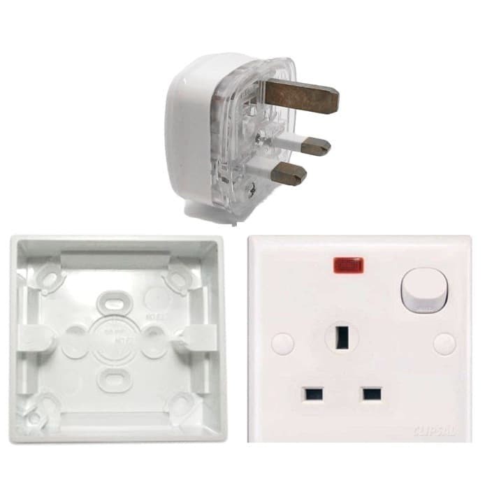 Schneider S-Classic EBOX CLASSIC TUSUK KONTAK, STOP KONTAK AC 13A DENGAN NEON DAN OUTBOW DOOST  13A  E15NR_EP13_E238_B