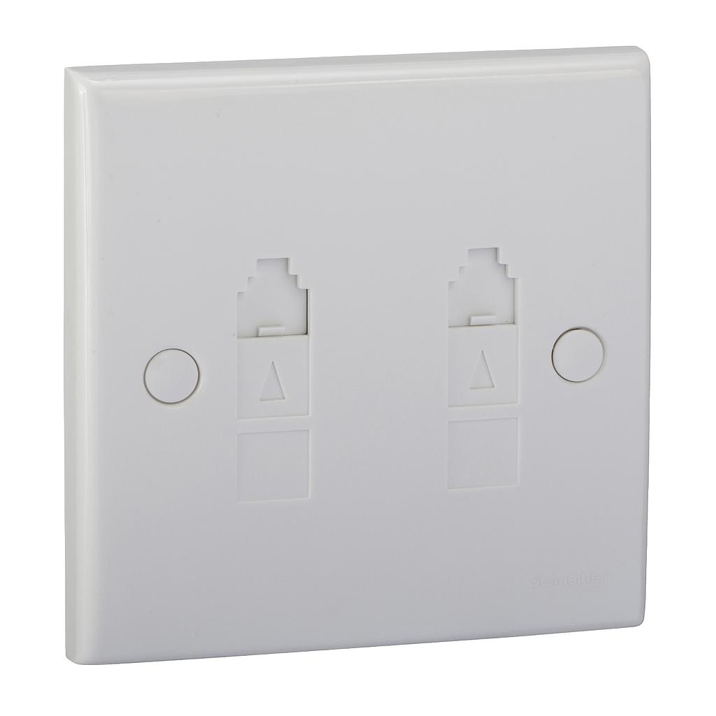 Schneider S-Classic Schneider Electric S-Classic Stop Kontak - 2 Gang Stop Kontak Telepon - ET02_4_WE