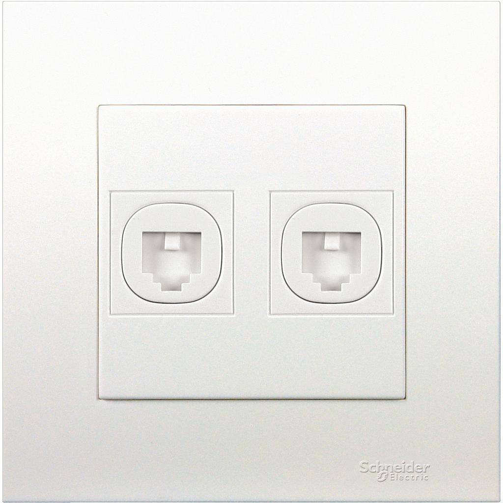 Schneider Vivace Schneider Electric Vivace Stop Kontak - 2 Gang Stop Kontak Telepon dengan Penutup - KB32TS