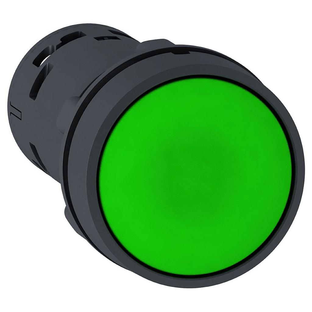 Schneider Harmony XB7 Monolithic Push-button - Flush - 22 mm - Green - 1 NO+1 NC - XB7NA35