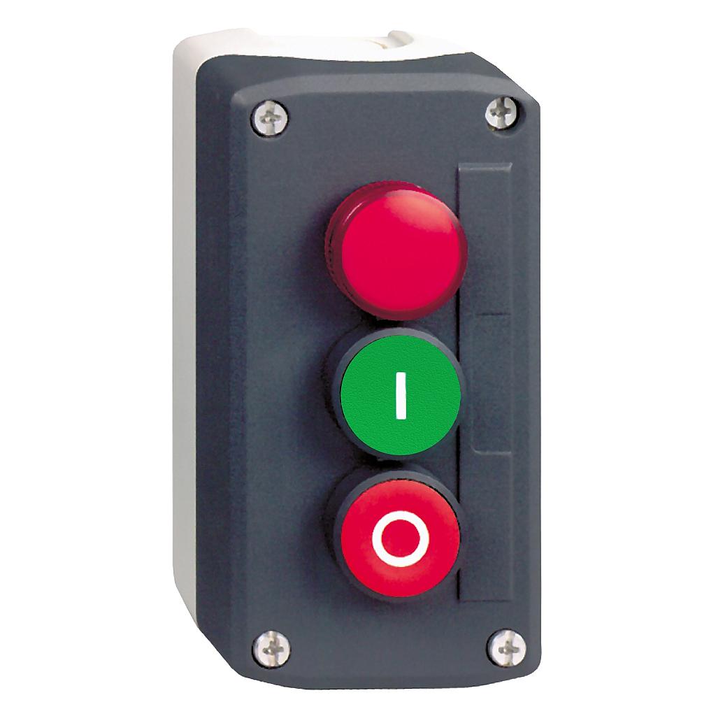 Schneider  Dark grey station - green flush/red flush pushbuttons D22 and red pilot light