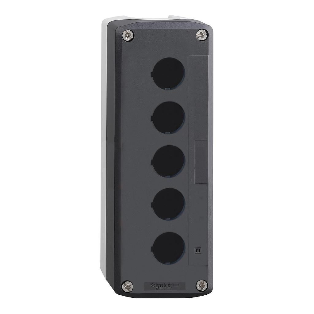 Schneider  Dark grey empty enclosure lid with light grey base - 5 cut-outs