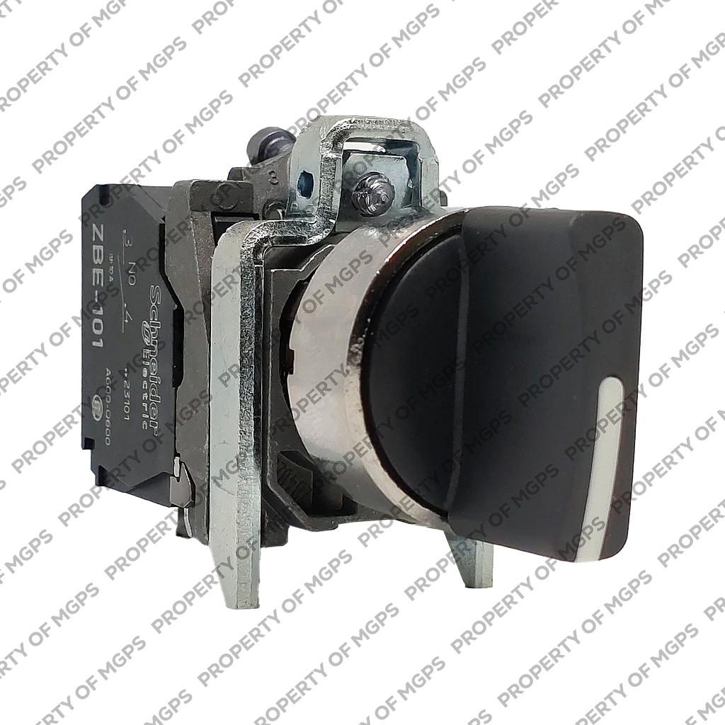 Schneider  Black selector switch (D)22 3-position spring return 2NO 600V