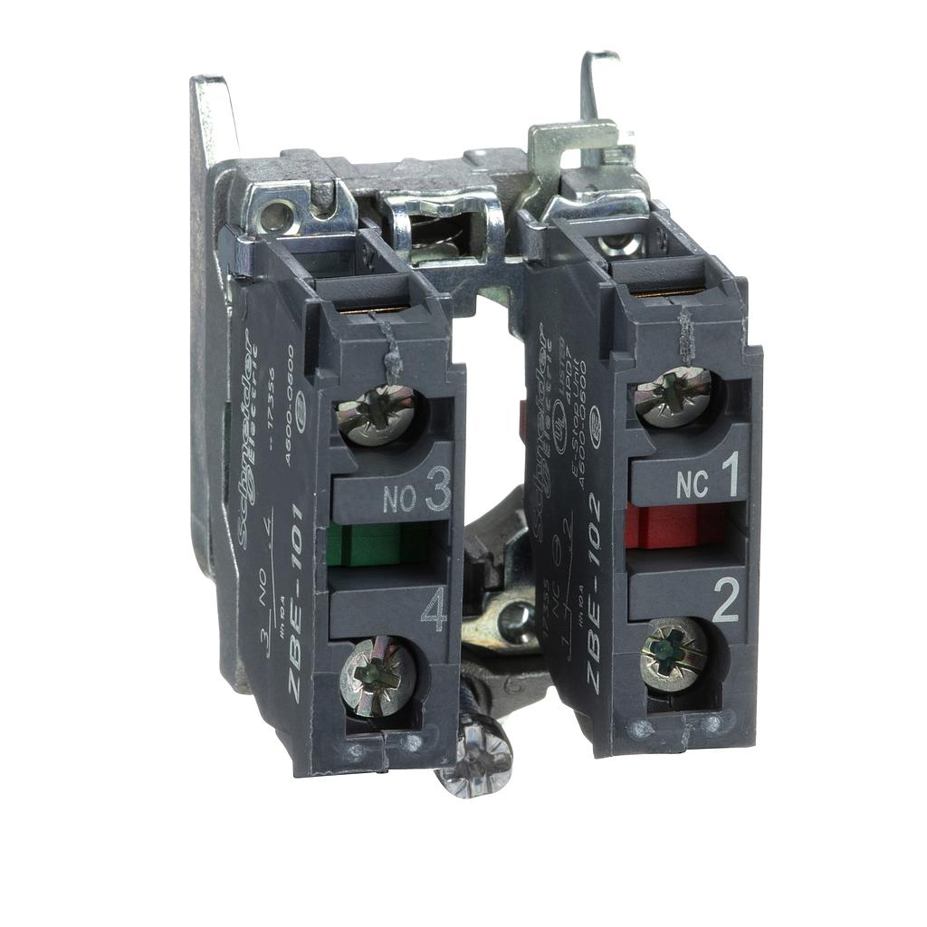 Schneider  Single contact block with body/fixing collar 1NO+1NC screw clamp terminal