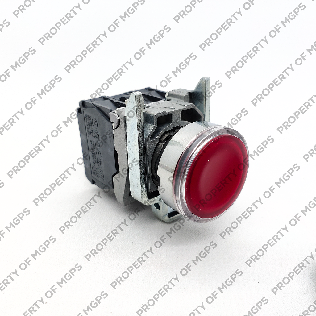 Schneider  Red flush complete illum pushbutton (D)22 spring return 1NO+1NC 220.240V