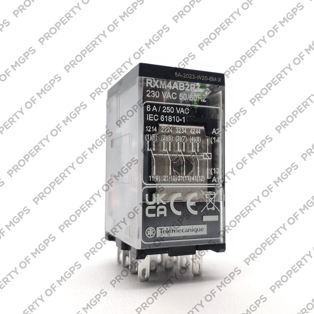 Schneider  Miniature Plug-in relay - Zelio RXM 4 C/O 230 V AC 6 A with LED