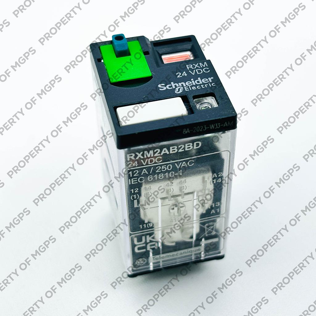 Schneider  Miniature Plug-in relay - Zelio RXM 2 C/O 24 V DC 12 A with LED