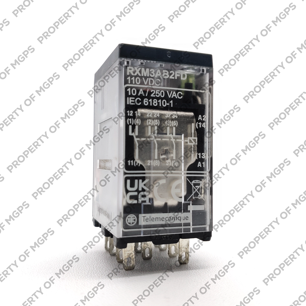 Schneider  Miniature Plug-in relay - Zelio RXM 3 C/O 110 V DC 10 A with LED