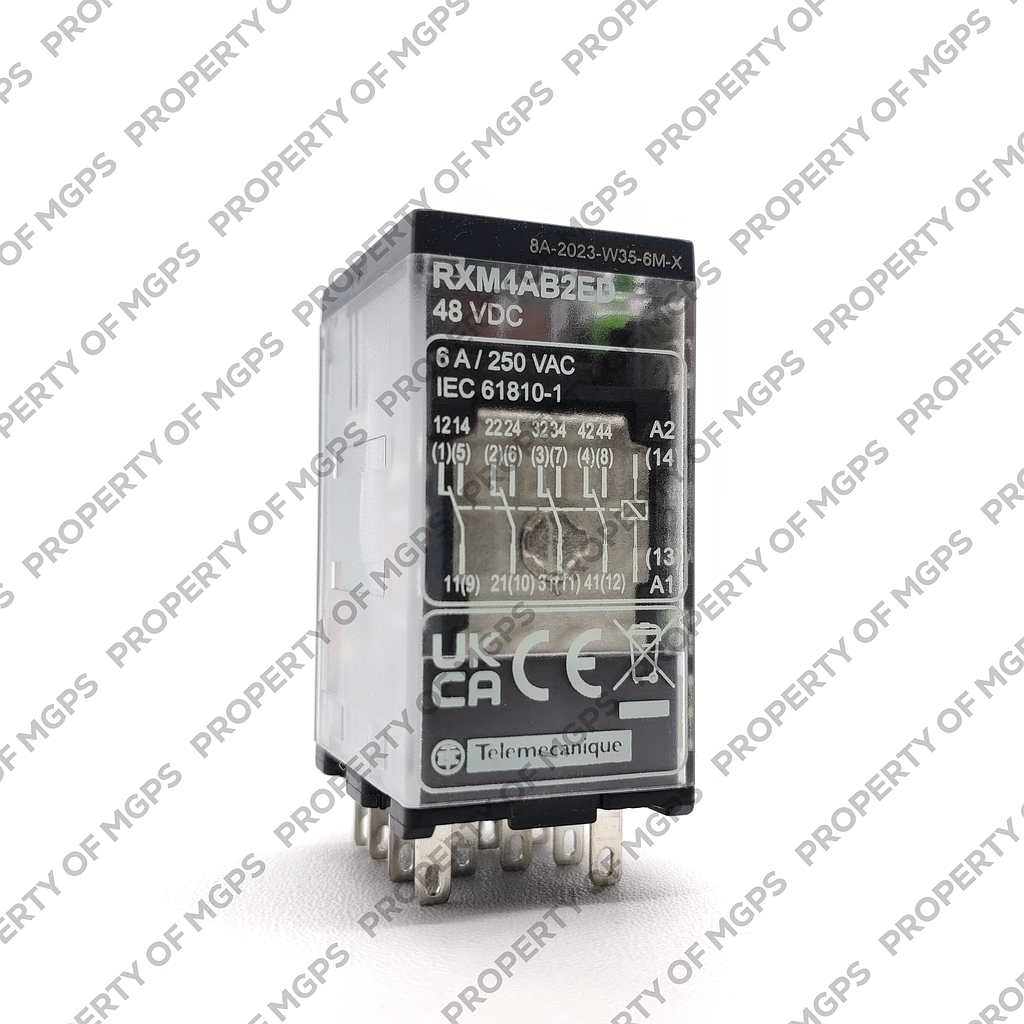 Schneider  Miniature Plug-in relay - Zelio RXM 4 C/O 48 V DC 6 A with LED