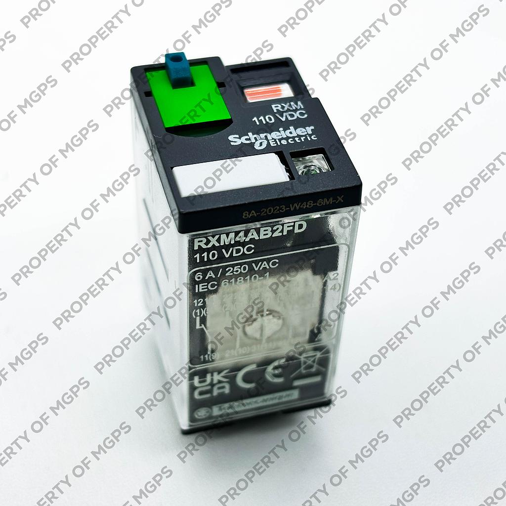 Schneider  Miniature Plug-in relay - Zelio RXM 4 C/O 110 V DC 6 A with LED