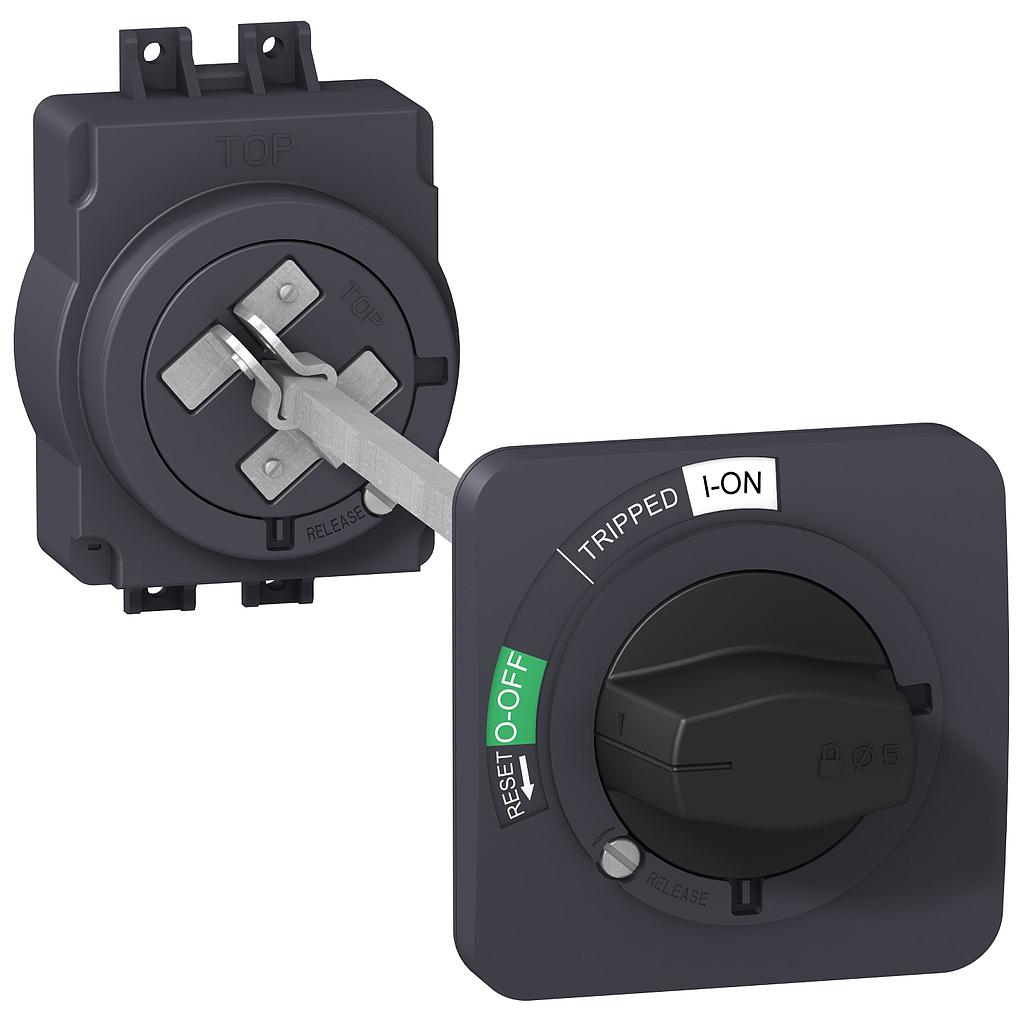 Schneider  Rotary handle - for EZC100 - black handle black front plate - extended mounting