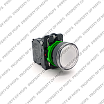Schneider  White flush complete illum pushbutton (D)22 spring return 1NO+1NC 24V