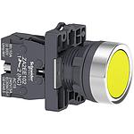 Schneider  Round yellow push-button - flush spring return - 1NO