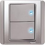 Schneider NEO NEO SAKLAR  2 GANG 1 ARAH HORIZONTAL GREY SILVER