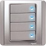 Schneider NEO NEO SAKLAR 4 GANG 1 WAY 16A HORIZONTAL GREY SILVER